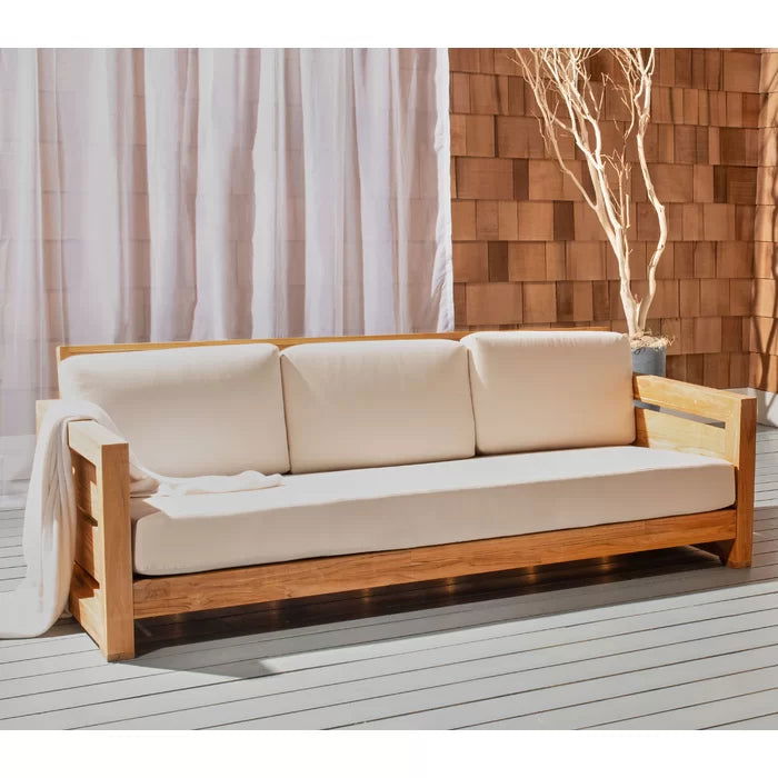 Solid Sheesham Wood Wide Outdoor Teak Patio Sofa - Furnishiaa -  -